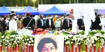 PM Modi pays last respects to veteran singer Lata Mangeshkar in Mumbai’s Shivaji Park
