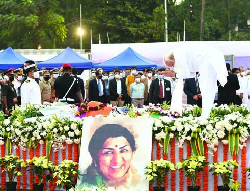 PM Modi pays last respects to veteran singer Lata Mangeshkar in Mumbai’s Shivaji Park