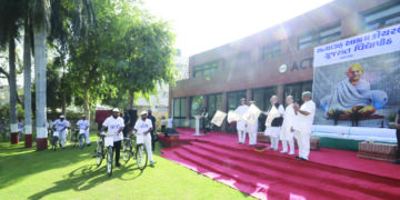 Union Home Minister Amit Shah flags off ‘Dandi Cycle Yatra’ on 92nd anniversary of march