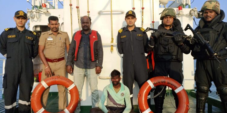 ICG apprehends Sri Lankan fishing boat for fishing in Indian waters off Point Calimere in TN