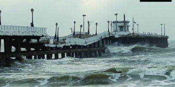 Iconic pier at Rock beach in Puducherry collapses due to high waves following depression over Bay of Bengal