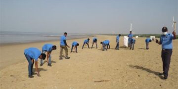 NCC Cadets of Gujarat clean Madhavpur Beach after conclusion of cultural fair under Puneet Sagar Abhiyan