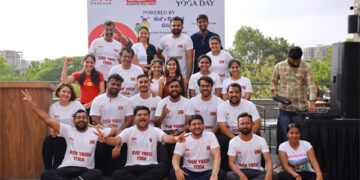 35 members of Business Networking Group Rhaegar celebrate International Yoga Day