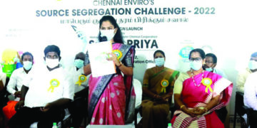 Chennai Mayor kick-starts Chennai Enviro’s month-long waste segregation campaign in Manali
