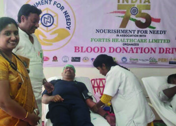 75 Years of Independence: 100 youth take part in blood donation drive of Fortis Hospital Vadapalani