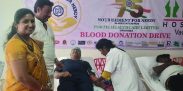 75 Years of Independence: 100 youth take part in blood donation drive of Fortis Hospital Vadapalani