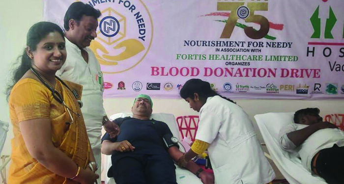 75 Years of Independence: 100 youth take part in blood donation drive of Fortis Hospital Vadapalani