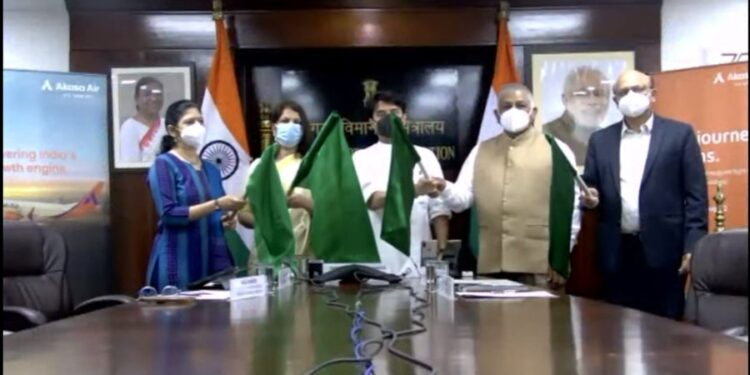Aviation Minister Scindia flags off maiden Akasa Air service from Mumbai to Ahmedabad