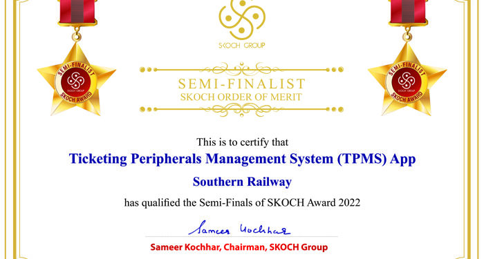 S Rly Ticketing Data Centre bags Silver in SKOCH Awards for Excellence in Governance