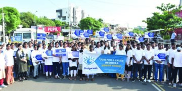 Eye Donation Fortnight: Over 200 take part in human chain of Dr Agarwal’s Eye Hospital