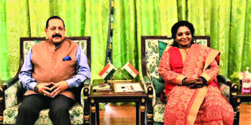 Dr Jitendra Singh calls on Telangana Guv Dr Tamilisai in Hyderabad