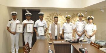 Gujarat MoS Home confers Prez’s ‘Uttam Jeevan Rakshak Padak’ to 3 Indian Coast Guard personnel