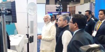 PM Modi, Union Ministers Vaishnaw & Goyal visit Nav Wireless Technologies’ stall at IMC in Delhi