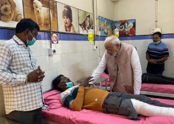 PM Modi visits Morbi bridge collapse site, pats Army’s mission, meets survivors at hospital