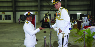 Rear Admiral Vikram Menon awards Wings to 9 Naval pilots at INS Rajali