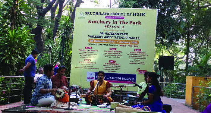 Margazhi music concert by youngsters enthrall morning walkers at Dr Natesan Park