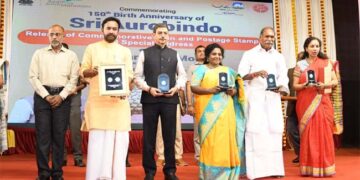 Aurobindo’s 150th birth anniversary: PM pays rich tributes, releases commemorative coin, postal stamp