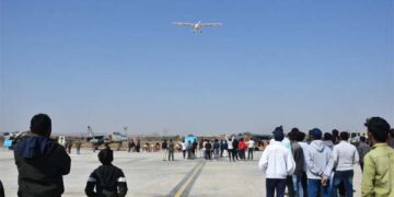 Enthralling aerobatic display by Jaguar aircraft mark edutainment for Bhuj students