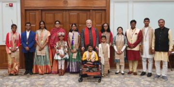 PM Modi interacts with Pradhan Mantri Rashtriya Bal Puraskar awardees