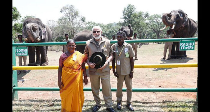 The Elephant Whisperers’ couple Bomman and Bellie meet PM Modi at elephant camp in TN