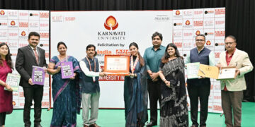 Asia Book of Records & India Book of Records fete Karnavati Uni for filing record 295 IP forms