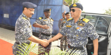 Coast Guard Commander (Western Seaboard) reviews operational preparedness of ICG Region North West