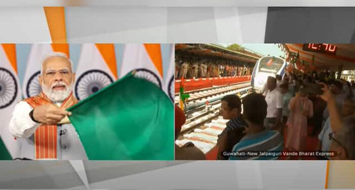 PM flags off Assam’s first Vande Bharat Exp connecting Guwahati to New Jalpaiguri
