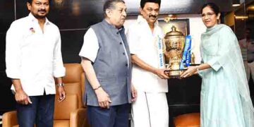TN Chief Minister MK Stalin greets Dhoni’s CSK team for winning IPL trophy