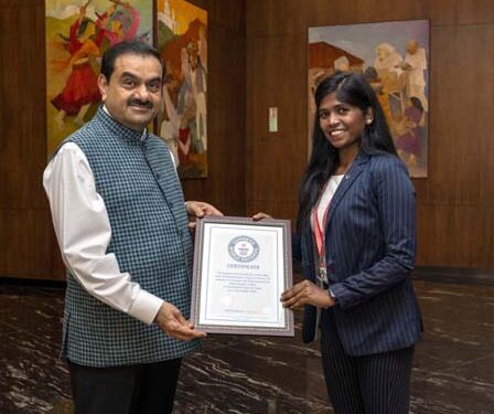 Yoga Instructor Smita Kumari at Adani Group sets a new Guinness World Record