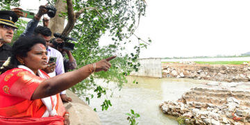 Telangana Guv visits flood-hit Hanamkonda dist, calls for long-term solutions for flood control