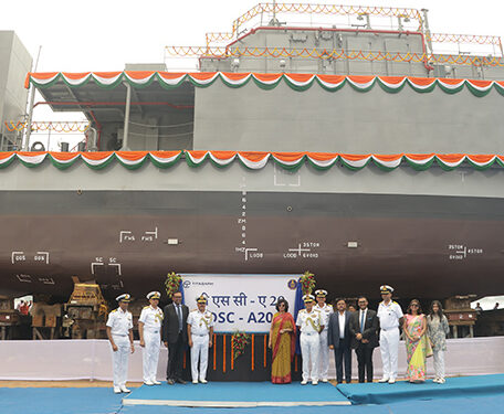 Titagarh Rail Systems launches first diving support craft for Indian Navy