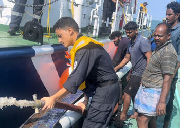 ICG rescues 10 fishermen trapped in damaged boat off Pamban coast in Palk Bay