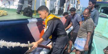 ICG rescues 10 fishermen trapped in damaged boat off Pamban coast in Palk Bay