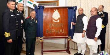 Defence Minister Rajnath unveils INS Imphal crest, symbolising Manipur’s historic role in national security