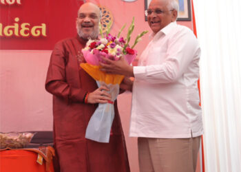 Union Home Minister Shah, CM Patel meet BJP leaders, citizens on Gujarati New Year