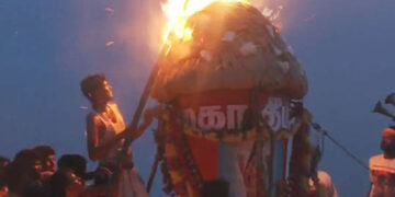 Bright lamps light up Isha Ashram on Karthigai Deepam