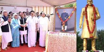 TN Chief Minister Stalin, ex-CM of UP unveil statue of former PM VP Singh in Chennai