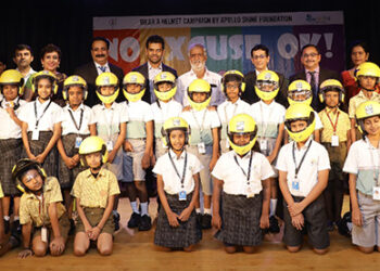 TN Minister Sekar Babu unveils Apollo Shine Foundation’s ‘Helmets for Kids’ initiative for road safety awareness