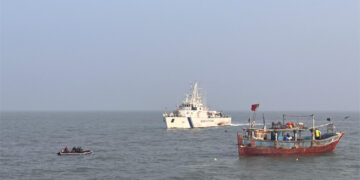 Indian Coast Guard apprehends Pakistani boat with 13 crew members off Gujarat coast