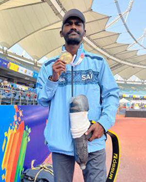 Rajesh, bagged a gold medal in 200m, a trainee at Sports Authority of India, Gujarat
