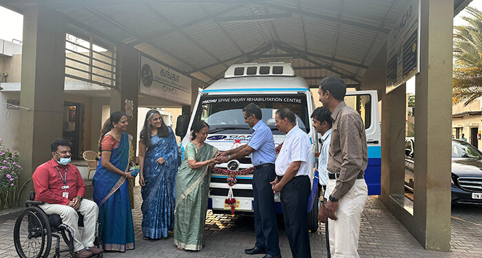 Elgi Equipments donates wheel-chair & stretcher accessible vehicle to Ganga Spine Foundation