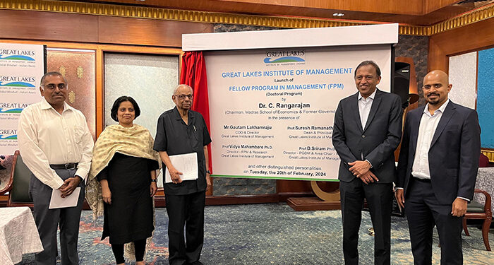 Ex RBI Guv unveils Great Lakes Institute of Management’s Fellow Programme in Management