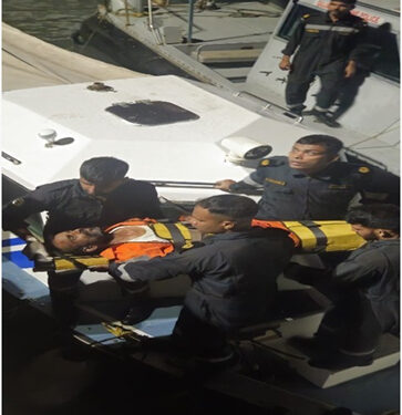 Indian Coast Guard evacuates ailing man from tugboat off Veraval coast in Gujarat