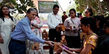 Gujarat Science City’s Nature Club, ‘ECo LiFE’, distributes free nests to mark World Sparrow Day