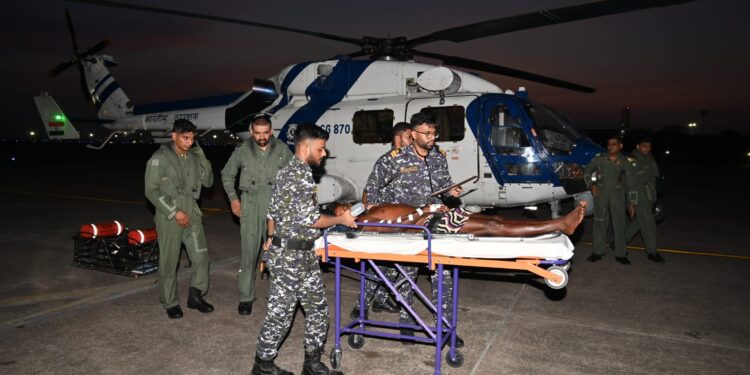 ICG airlifts Sri Lankan fisherman with heart ailment from drifting boat off Chennai