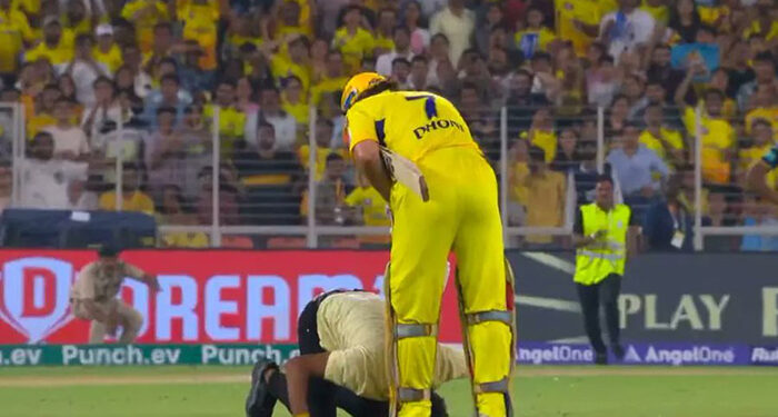 Fan enters ground to meet Dhoni during IPL match in Ahmedabad, arrested