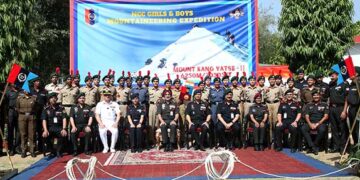 DG NCC flags-off boys & girls mountaineering expedition to Mt Kang Yatse-II
