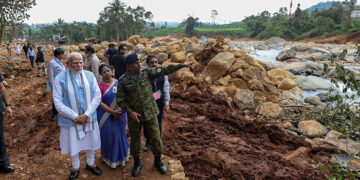 Modi visits and inspects landslide-hit areas in Wayanad; Rahul thanks PM