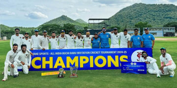 Hyderabad Cricket Assn lift Take Sports Buchi Babu Cricket Tournament trophy