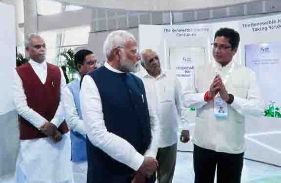 Prime Minister Narendra Modi visits IREDA Pavilion at RE-INVEST in Gandhinagar